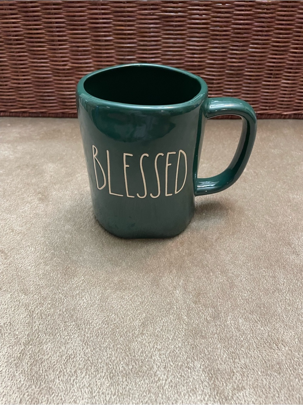 Rae Dunn Emerald Green 'BLESSED' Ceramic Mug